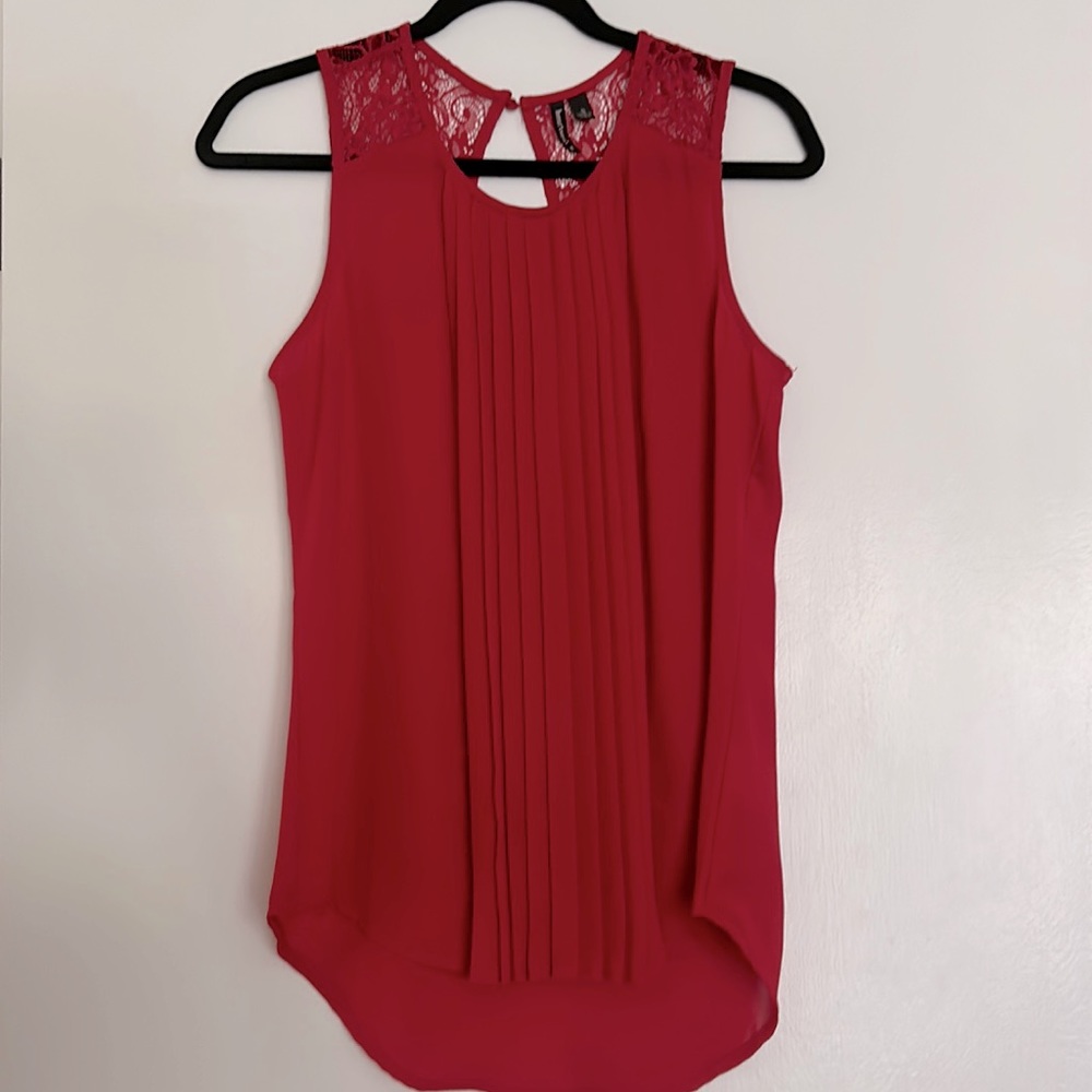 Red Blouse with Lace Size: S